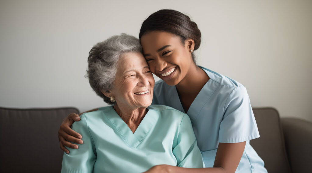 The Benefits of Companionship Care for Elderly People Living Alone realistic scene with health worker taking care elderly patient